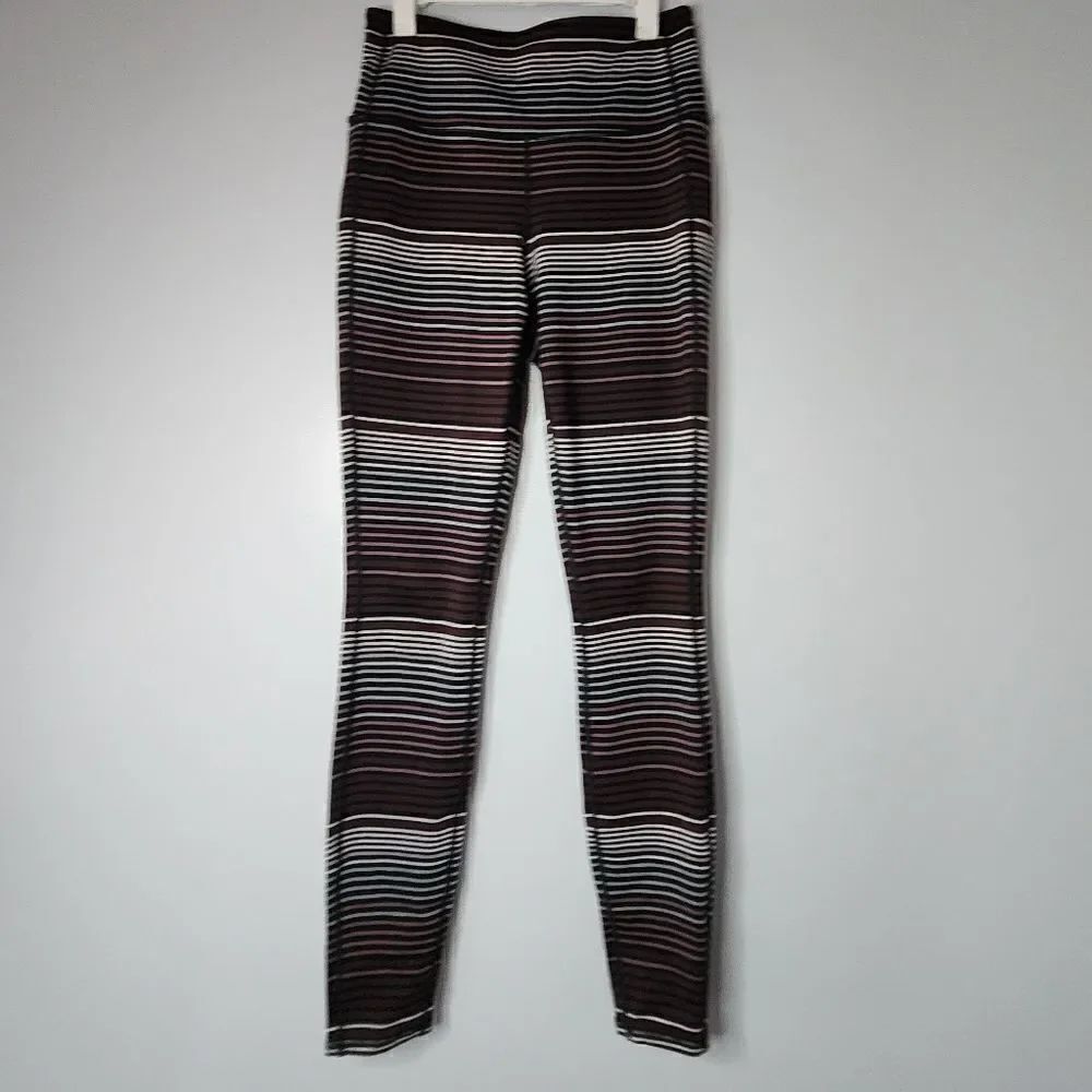Athleta Women's XS Black Maroon High Rise Expanse Stripe Chaturanga Tight Yoga
